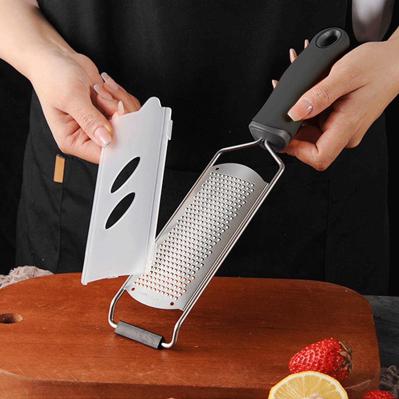DULKET Stainless Steel Cheese Grater - Multi-Purpose Kitchen Grater for Parmesan, Garlic, Ginger, Lemon & Potatoes | Perfect for Shredding, Grating & Zesting in Home Cooking & Meal Prep