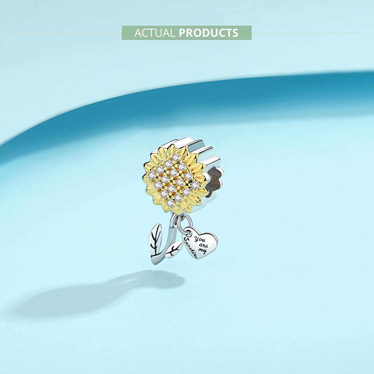 Sunflower Charm for Pandora Bracelets - 14K Gold Plated Zirconia Paved Jewelry - Birthday Gift for Women, Girls, Wife - Perfect for Everyday Wear & Special Occasions