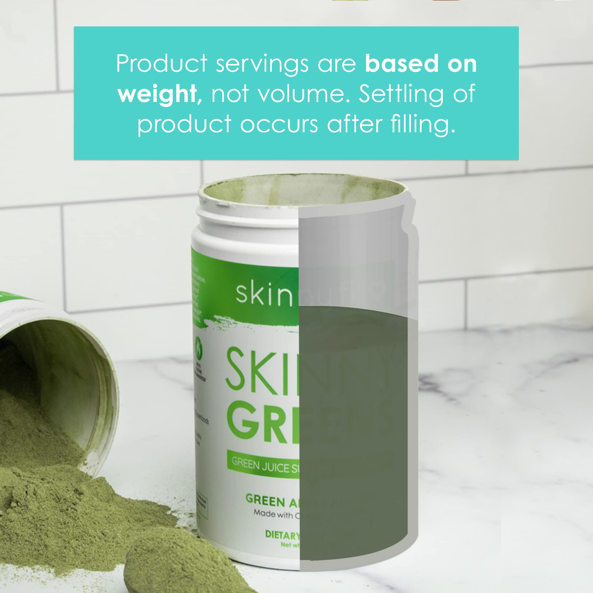 SkinnyFit Skinny Greens Superfood Powder - Green Apple Flavor with Spirulina & Chlorella | 30 Servings for Natural Energy & Focus | Perfect for Smoothies, Weight Management & Daily Detox