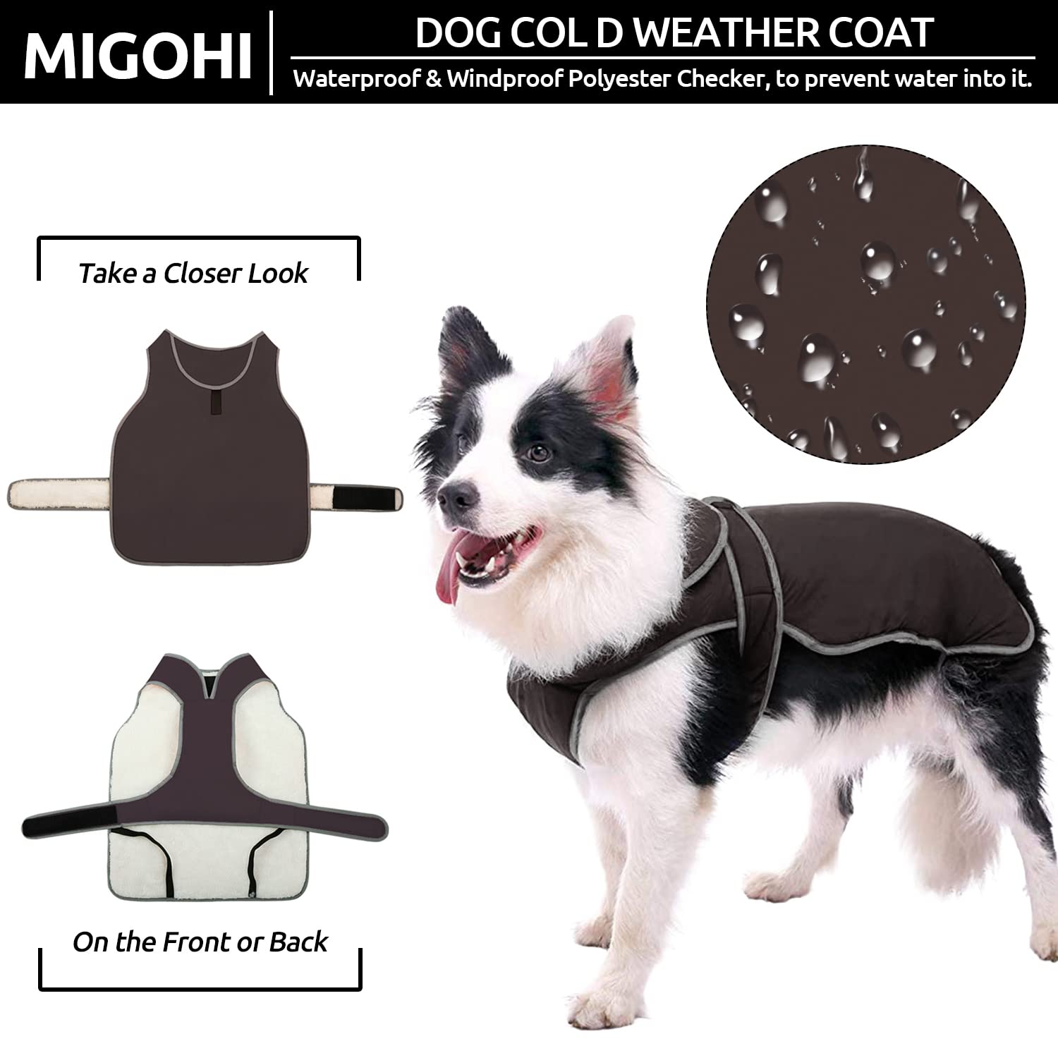 MIGOHI Reflective Dog Coat - Waterproof Windproof Winter Jacket for Small Medium Large Dogs, Fleece Lined Reversible Snowsuit with Stormguard Technology - Keep Your Pet Warm & Safe in Cold Weather, Snowy Walks & Outdoor Adventures