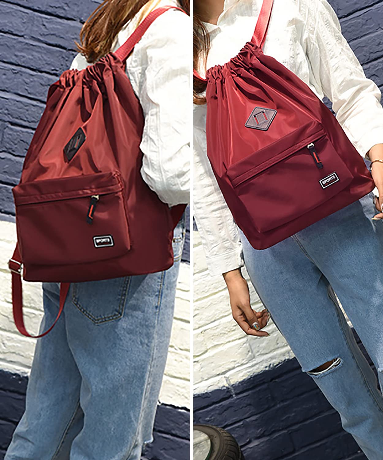 Waterproof Drawstring Sports Bag - Lightweight Sackpack Backpack for Men & Women - Perfect for Gym, Travel, Hiking & Outdoor Activities