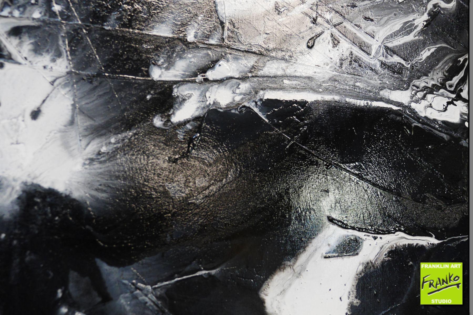 240cm x 120cm White Black Textured Abstract Canvas Painting - Modern Wall Art for Living Room, Bedroom & Office Decor