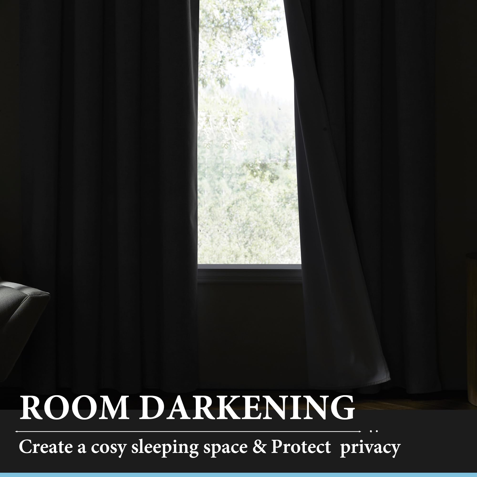 RYB HOME Heavy Duty Room Darkening Grommet Curtains - 100
