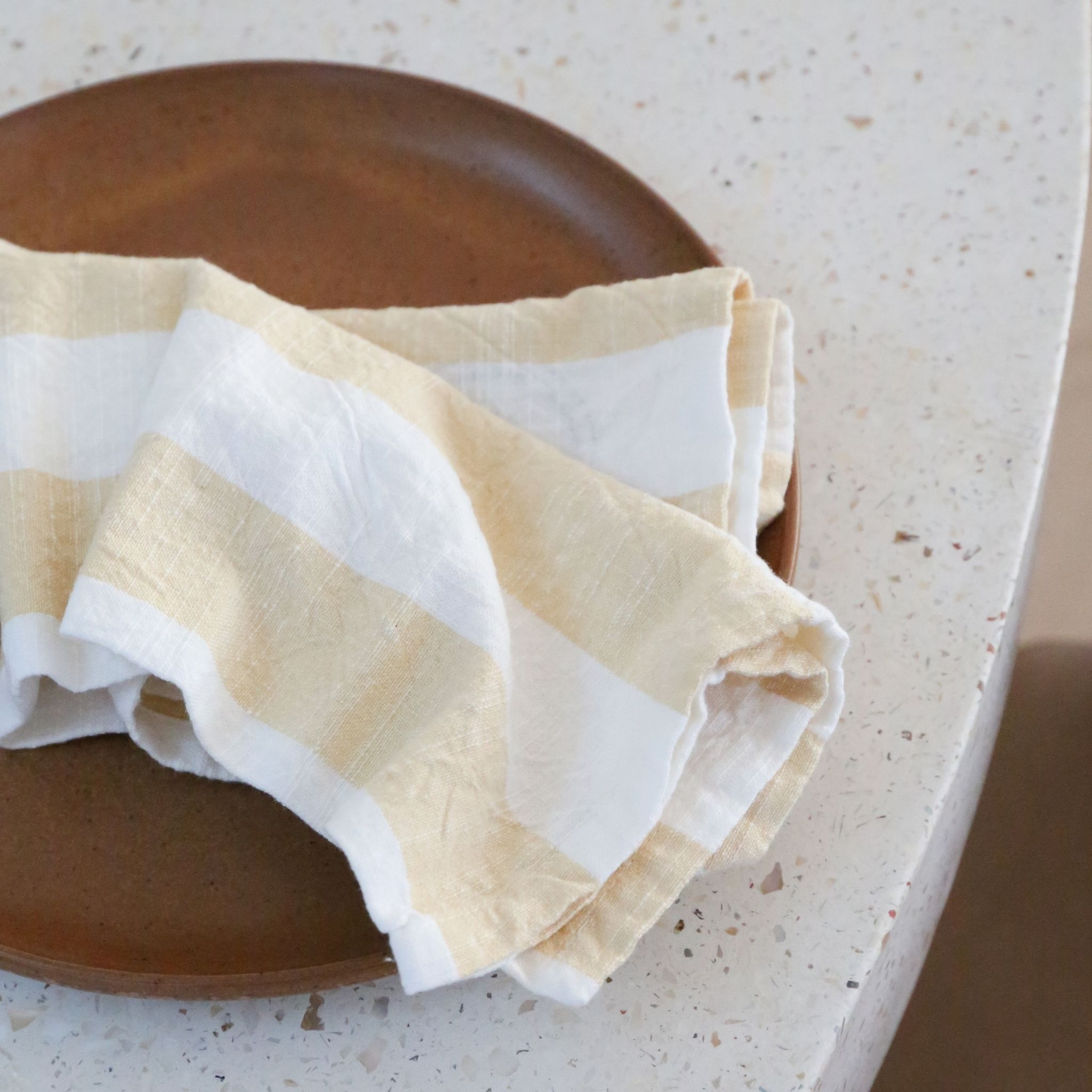 OYOY Vanilla Striped Cotton Napkins (Set of 2) - Premium Soft Table Linens for Dining, Parties & Home Decor