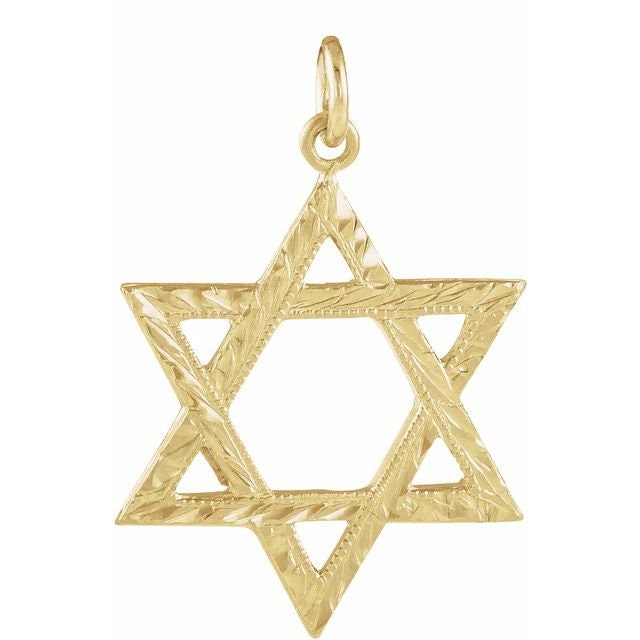 14K Solid Yellow Gold Star of David Pendant - 19.5x15mm Jewish Religious Jewelry for Men & Women - Perfect for Hanukkah Gifts, Bar Mitzvah, Bat Mitzvah & Everyday Wear