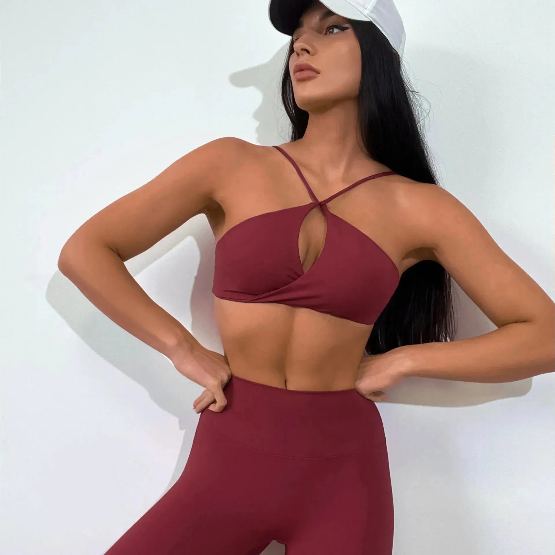 Women's Luxury Wrap Front Yoga Set - High Waist Scrunch Booty Leggings & Purple Sports Bra for Gym, Workout & Fitness | Perfect for Yoga, Pilates & Running