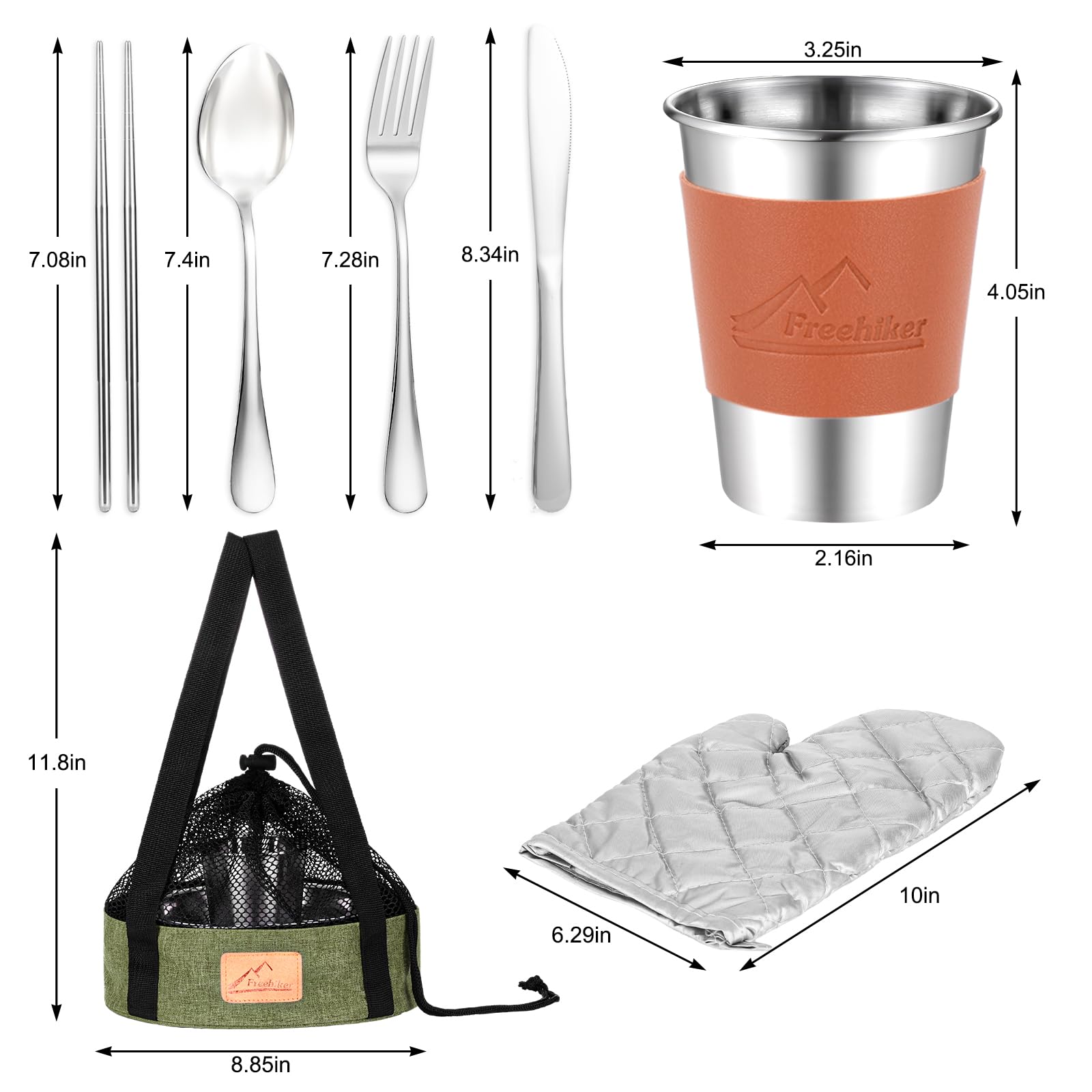 Lightweight Camping Mess Kit for 1-2 People | Portable Outdoor Dinnerware Set with Plates, Bowls, Cups & Utensils (Knife, Fork, Spoon) | Perfect for Backpacking, Hiking & Picnics