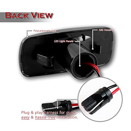 Smoke Lens LED Turn Signal Side Marker Lights (2PCS) - Compatible with 2005-2016 Chrysler 300, Dodge Charger, Jeep Grand Cherokee - Amber Reflector Lights for Enhanced Visibility & Safety - Perfect for Night Driving & Off-Road Adventures