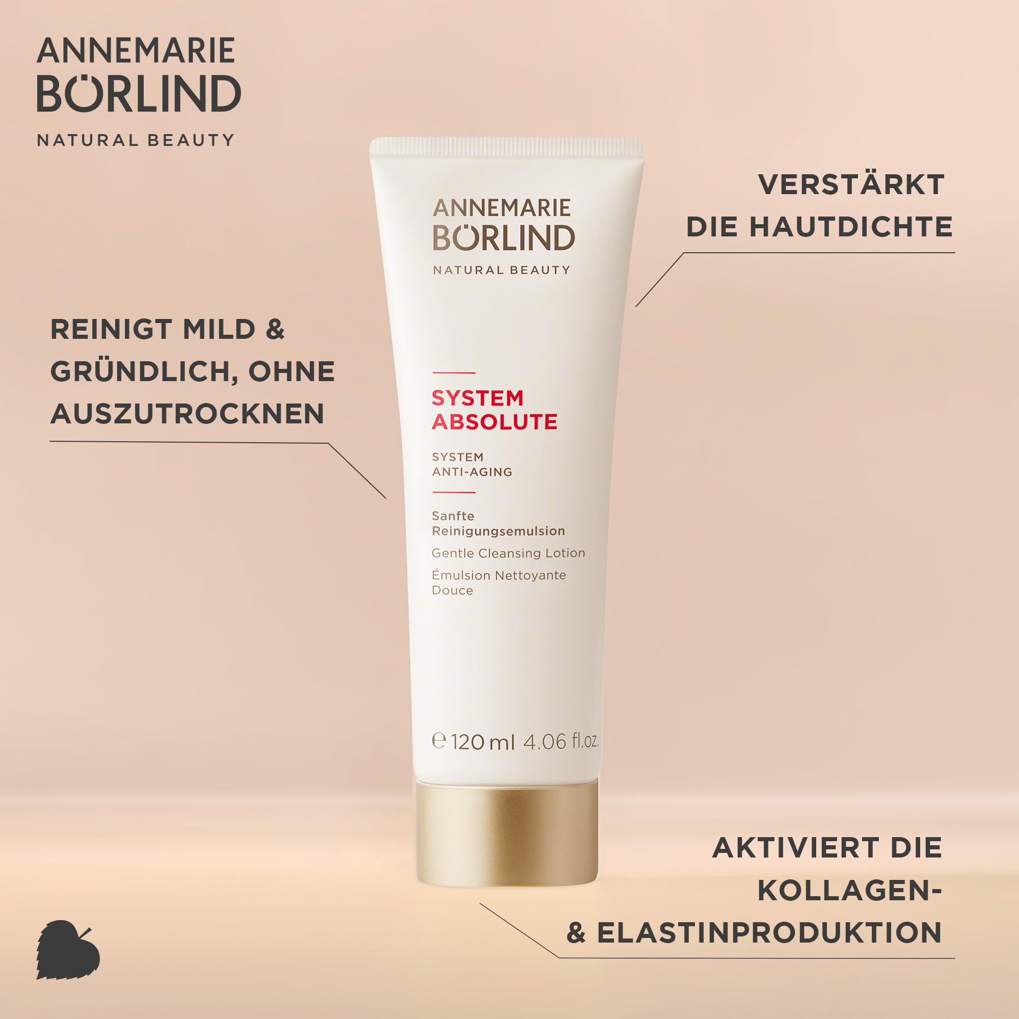 Annemarie Borlind System Absolute Anti-Aging Cleansing Lotion 120ml - Gentle Face Wash for Mature Skin, Wrinkle Reduction & Hydration | Perfect for Daily Skincare Routine & Nighttime Regimen