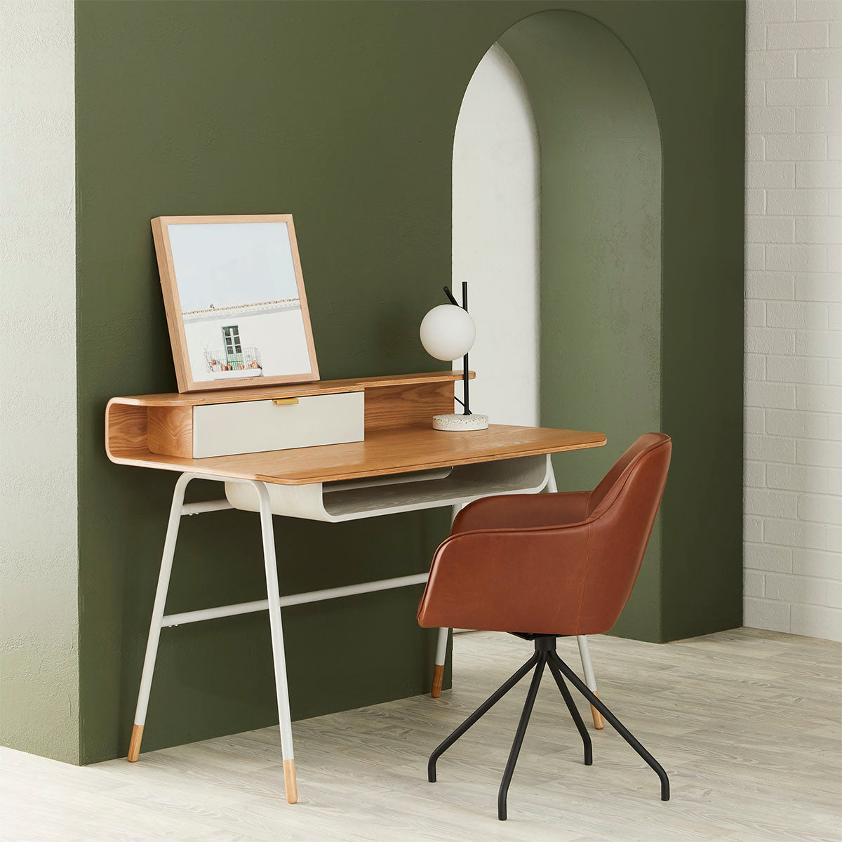 Sol Studio Flo Table Lamp - Modern LED Desk Light with Adjustable Brightness, Warm White Light for Home Office, Bedroom, and Living Room Decor