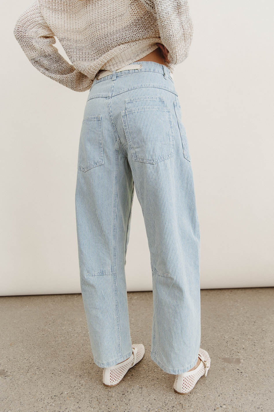 Jocelyn Barrel Jeans - Women's High Waist Denim Jeans with Stripe Design | Comfortable & Stylish for Casual Wear, Office Outfits & Night Out