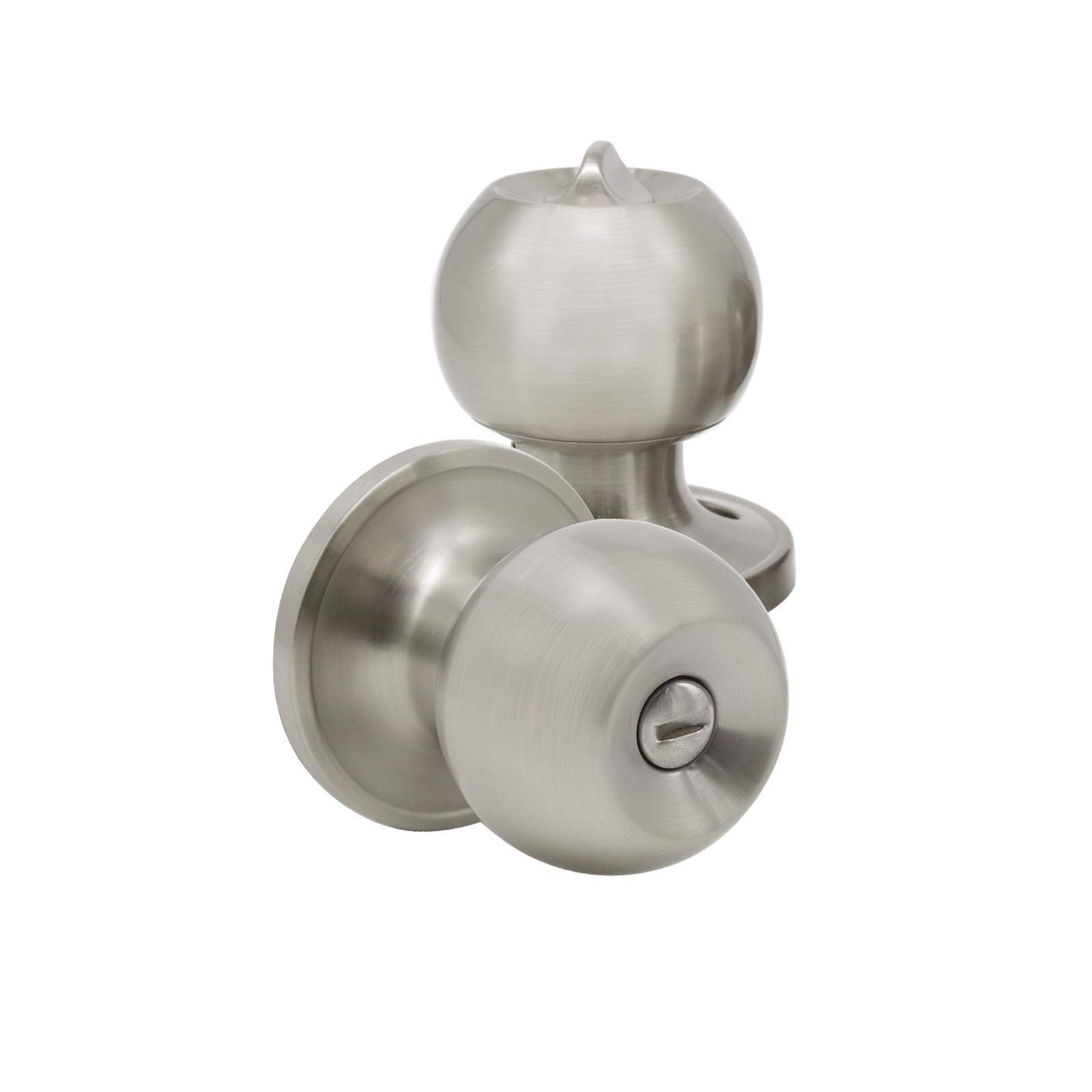 Probrico 8 Pack Satin Nickel Keyless Privacy Door Knobs - Adjustable Latch Backset for Bedroom & Bathroom Interior Doors | Secure, Easy Installation for Homes & Apartments