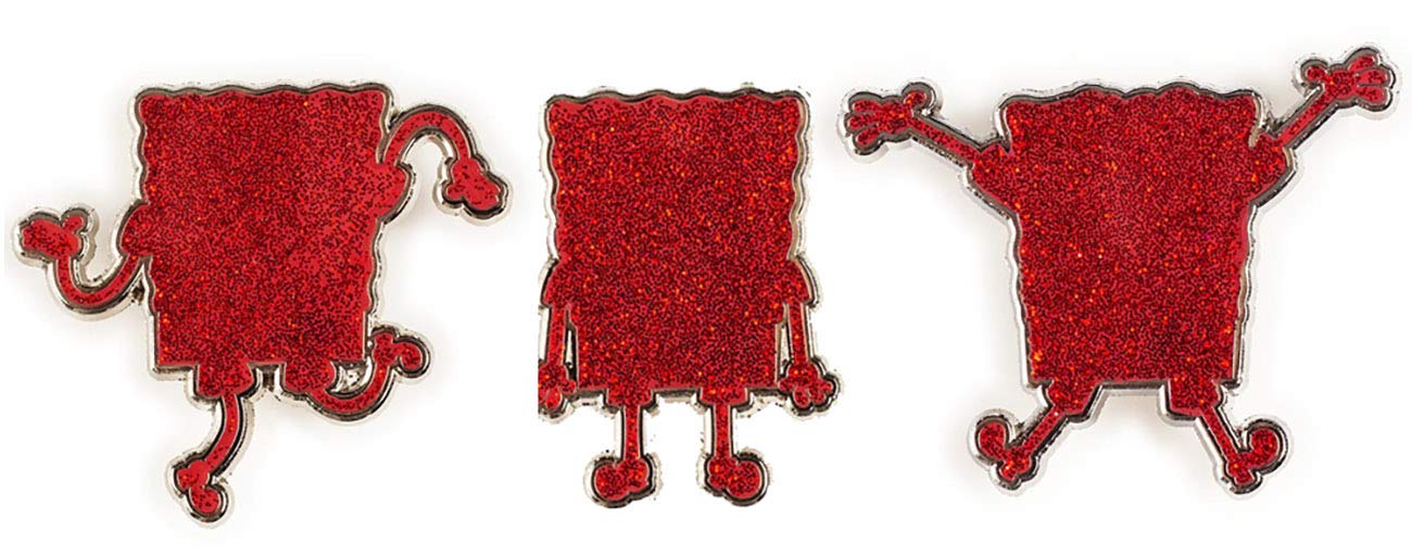 Kidrobot Nickelodeon Spongebob Squarepants Red Enamel Pin Set - Collectible Cartoon Character Badges for Fans, Gifts & Cosplay Accessories