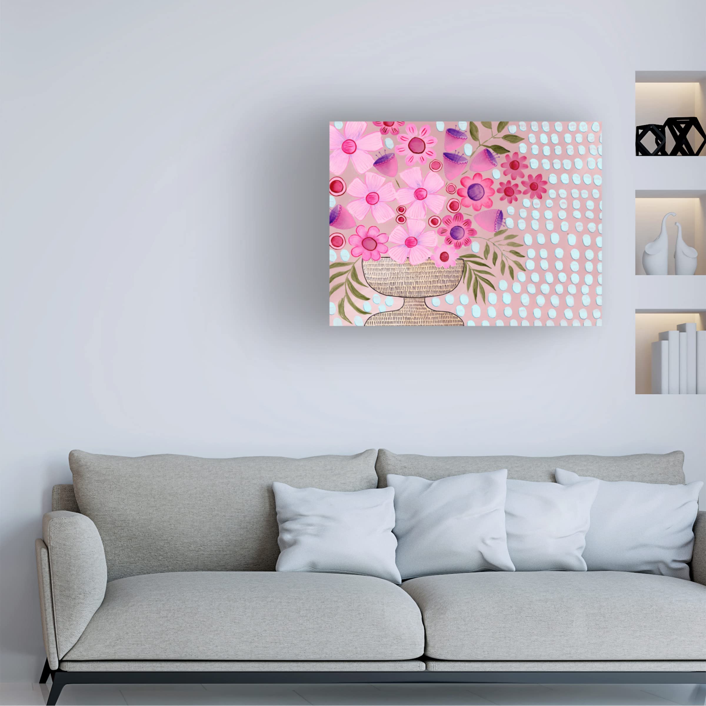Cheeky Pink Floral I Canvas Wall Art by Regina Moore - Modern Botanical Painting for Living Room, Bedroom & Office Decor