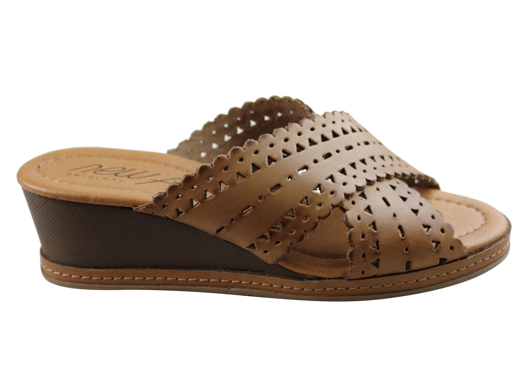 New Tory Women's Leather Wedge Slides Sandals - Comfortable Summer Casual Shoes for Women - Perfect for Beach, Vacation & Everyday Wear