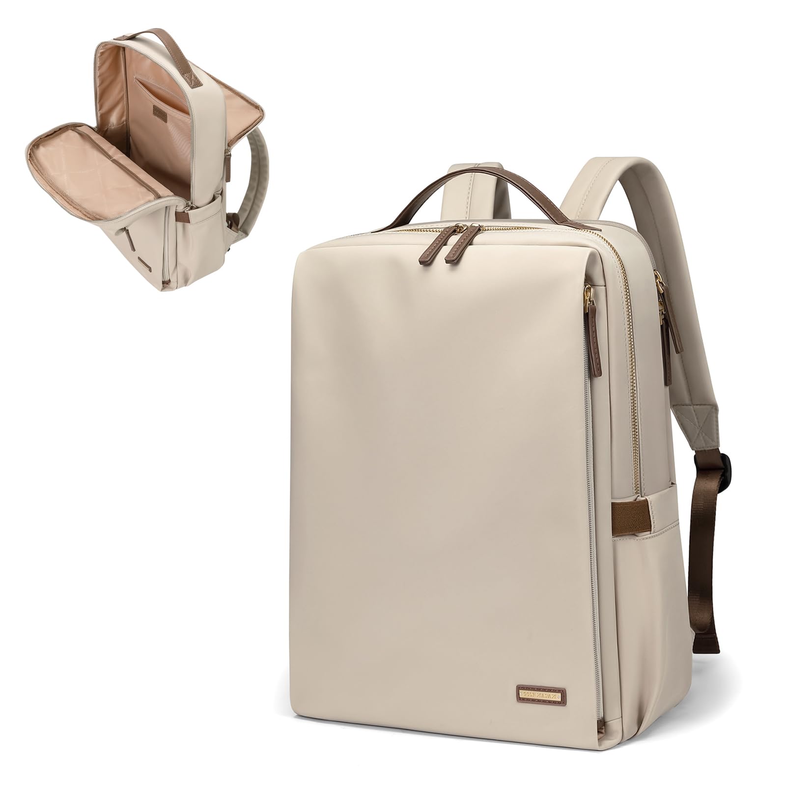 Stylish Women's Laptop Backpack for Work & Travel - Airline Approved College Backpack Fits 14 Inch Notebook, Multi-Functional Casual Daypack (Apricot) - Perfect for Business Trips, Campus Life & Daily Commute