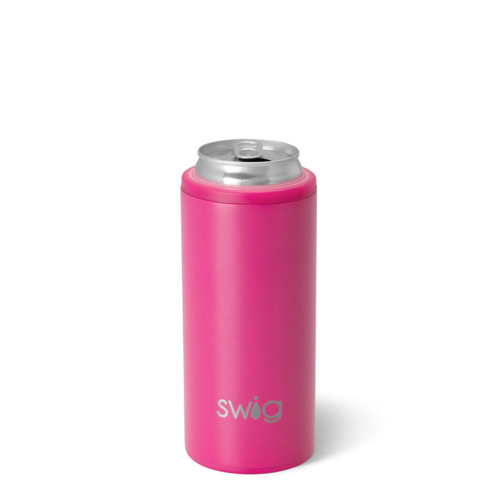Hot Pink Skinny Can Cooler 12oz - Insulated Beverage Sleeve for Beer, Soda & Energy Drinks - Perfect for Pool Parties, BBQs & Outdoor Events