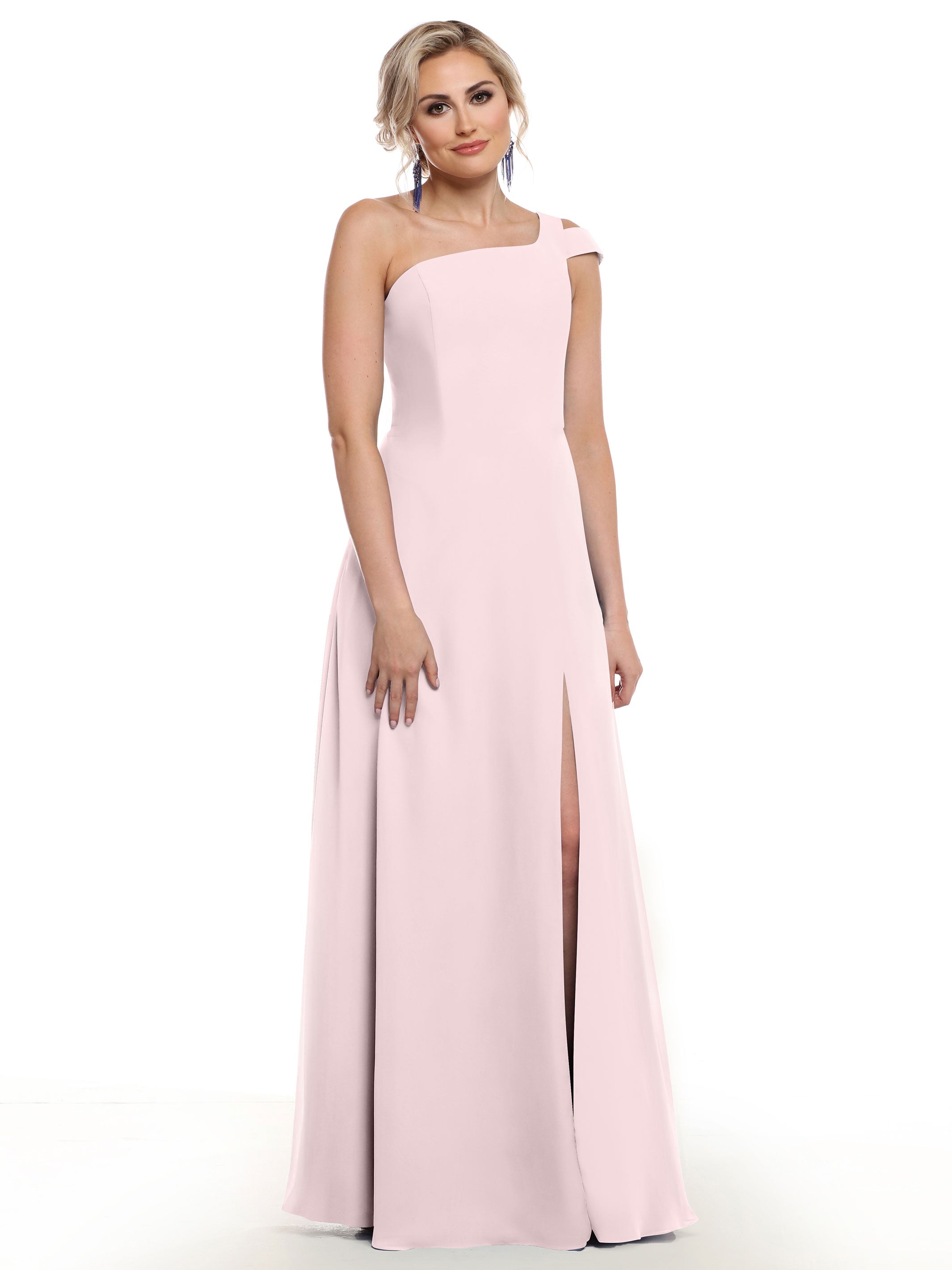 Elegant 80139 Chiffon A-Line One Shoulder Bridesmaid Dress with High Slit - Perfect for Weddings, Proms & Formal Events