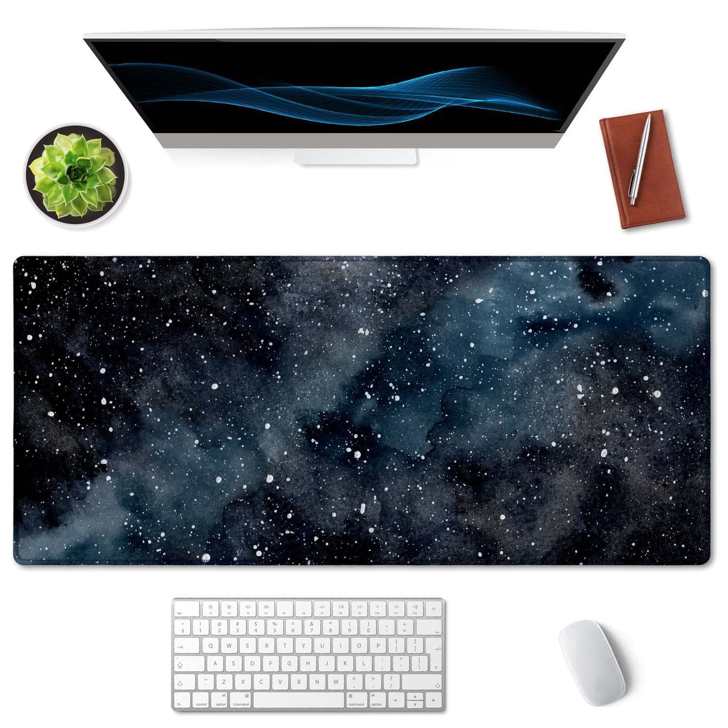 SSOIU Large Extended Gaming Mouse Pad (35.5x15.7 Inch) - Dark Starry Night Galaxy Design Non-Slip Desk Mat for PC, Computer, Office & Gaming Setup | Perfect for Gamers, Programmers & Home Office Workspace