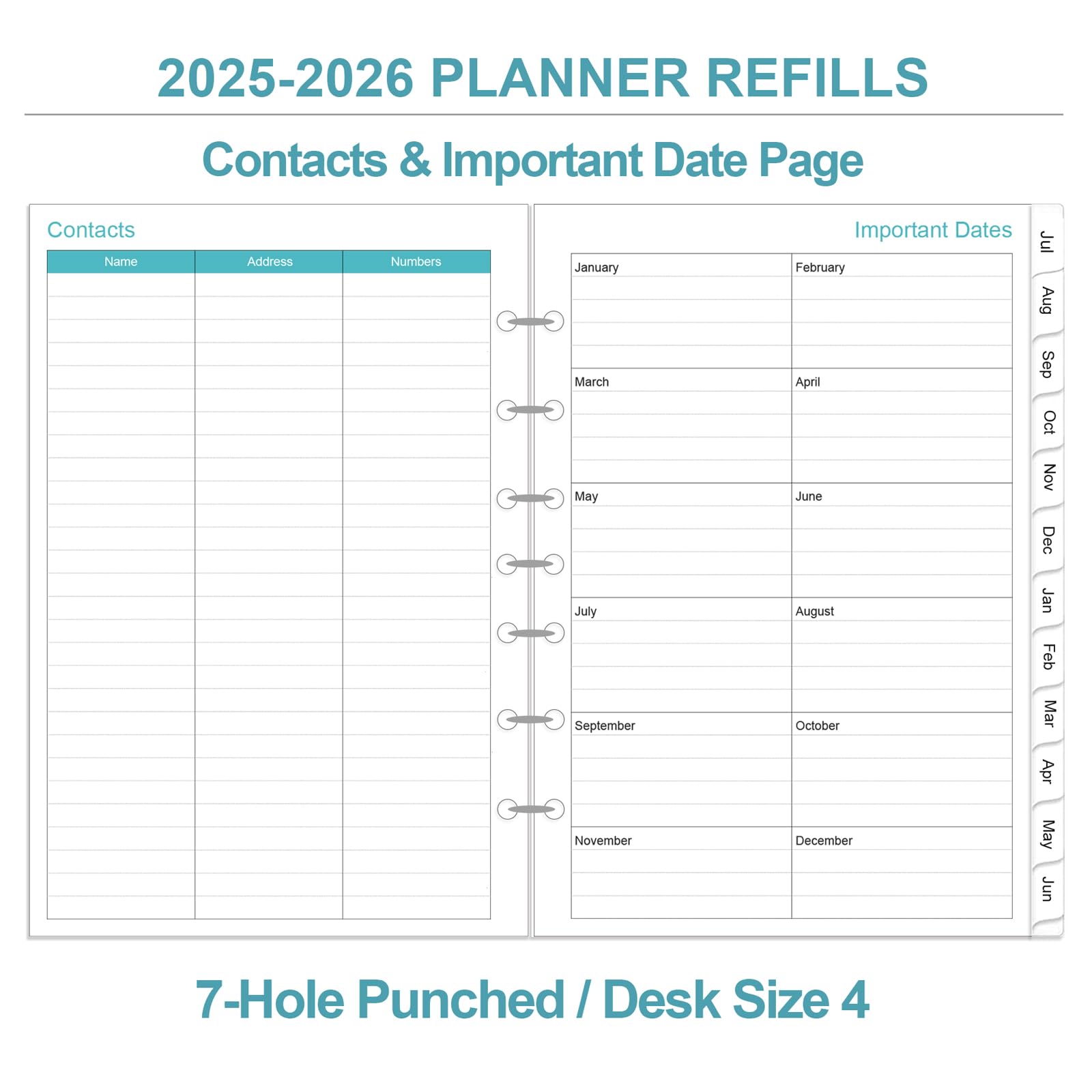 2025-2026 Planner Refills - Daily & Monthly Planner with Prioritized To-Do List, Notes & Appointment Schedule | July 2025-June 2026 | 7-Hole Punched | Desk Size 4 (5.8