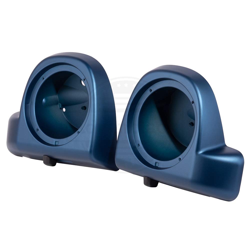 Moto Onfire Legend Blue Denim 6.5 Inch Speaker Box Pods for Harley Touring Motorcycles - Compatible with Lower Vented Fairings (2014-2020 Models) - Perfect for Road Trips & Custom Bike Upgrades