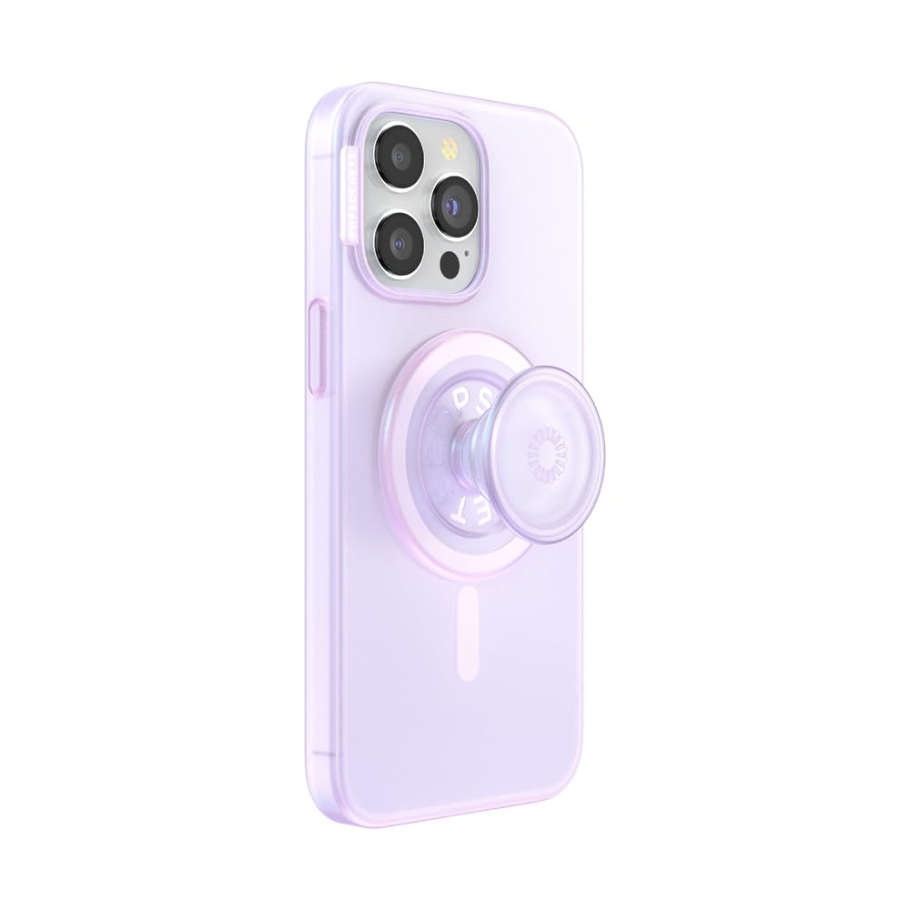 PopSockets iPhone 15 Pro Max Case with Round Phone Grip - MagSafe Compatible, Wireless Charging, Opalescent Clear Protective Cover for Everyday Use & Travel