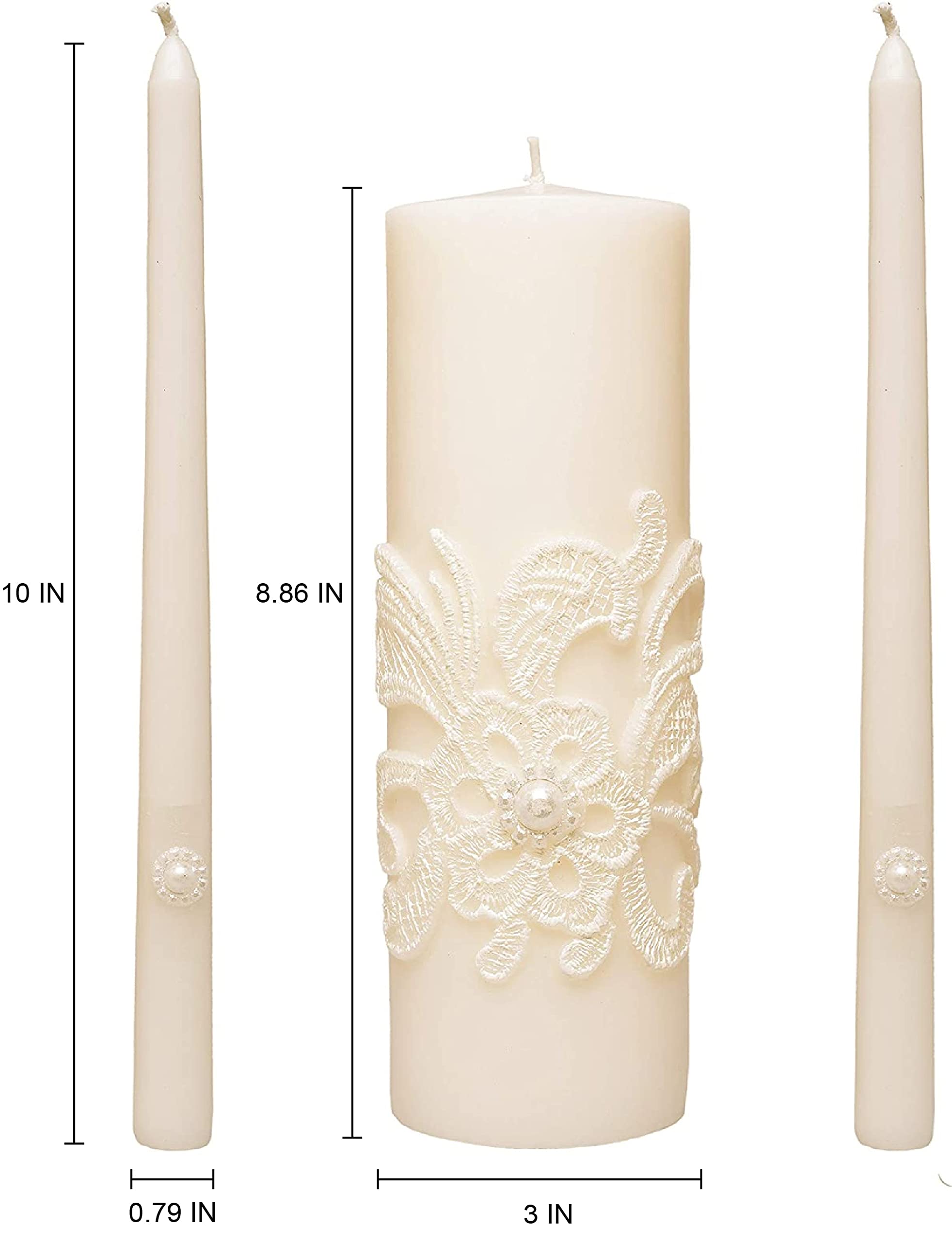 11.5-Inch Cream Wedding Unity Candle Set - Hosley Pillar & Taper Candles for Wedding Ceremonies, Special Events & Home Decor - Perfect for Vows, Reiki Spa Relaxation & Emergency Lighting
