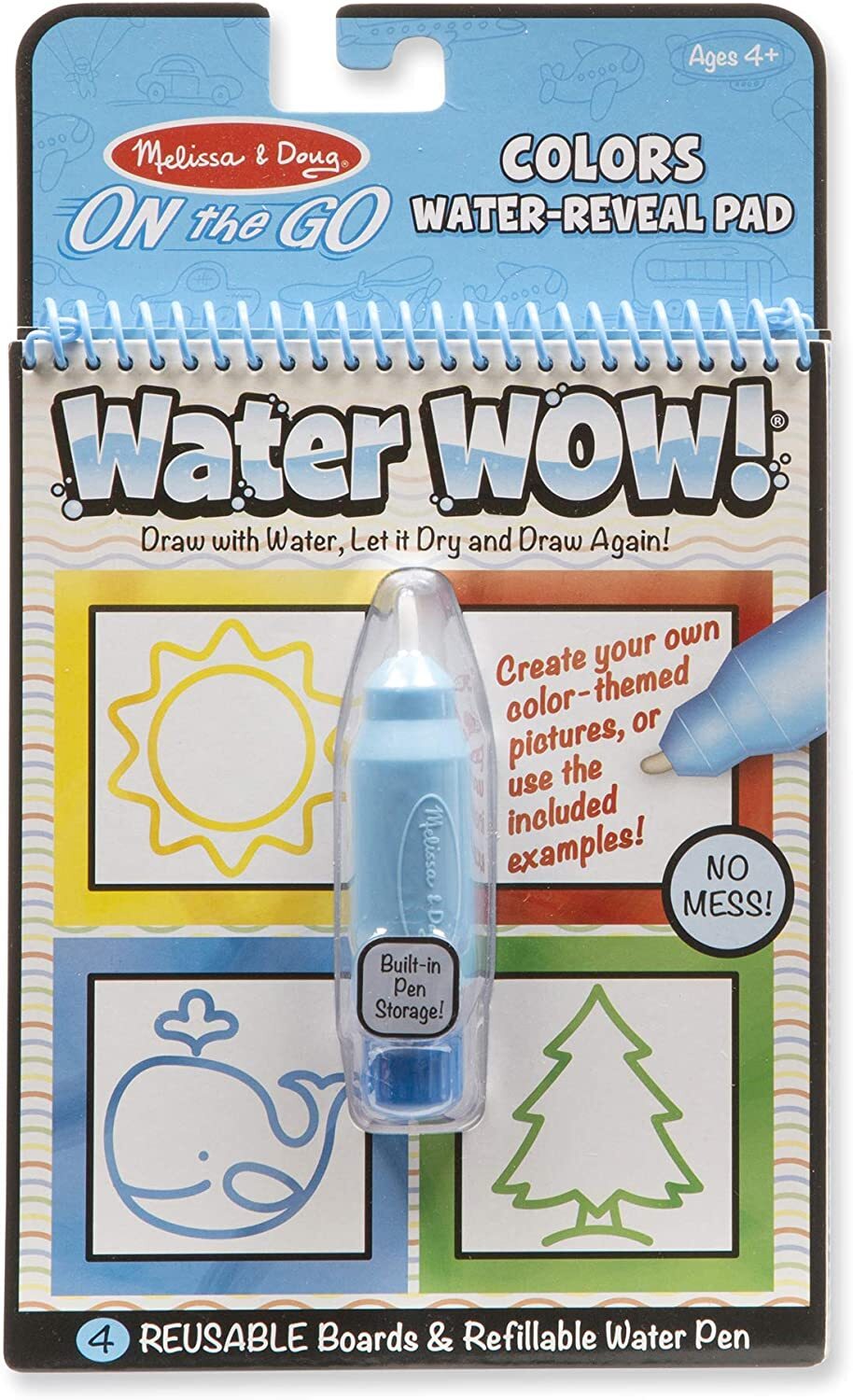 MND9444 On The Go Water Wow Colors & Shapes - Reusable Water Reveal Activity Pad for Kids, Travel & Learning Fun