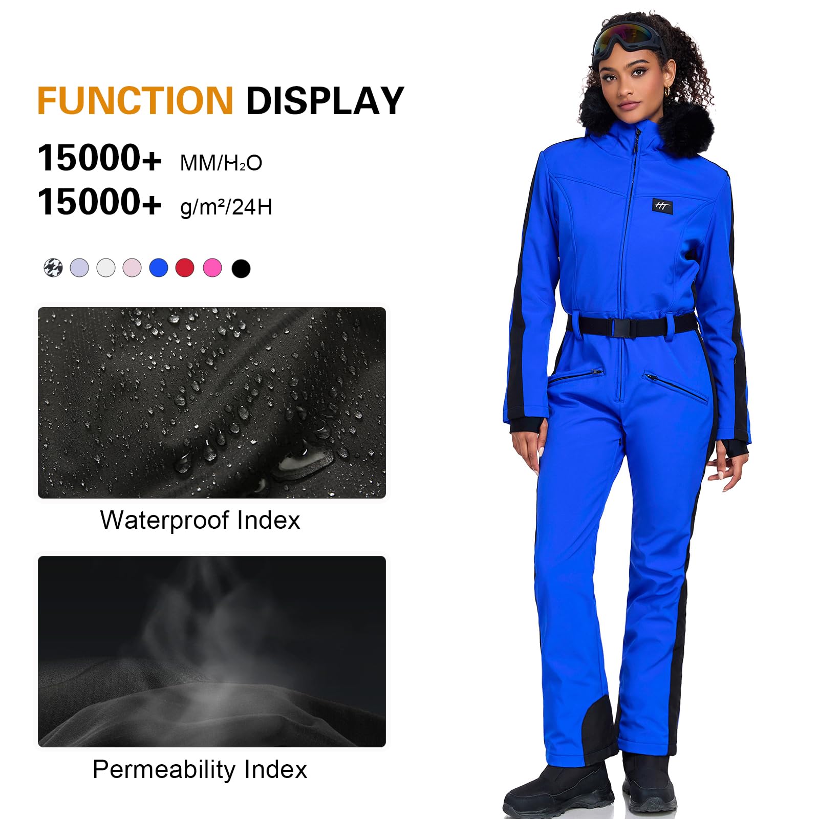 Women's Insulated Waterproof Windproof Ski Suit - One Piece Snowsuit for Winter Outdoor Activities, Skiing & Snowboarding | Warm & Slim Fit for Cold Weather Adventures
