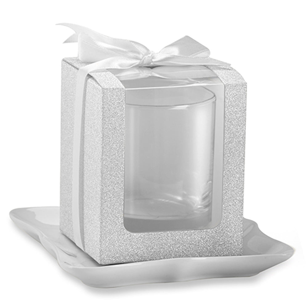 Premium 9 oz Silver Glassware Gift Set with Elegant Ribbon - 20-Piece Collection for Weddings, Parties & Corporate Events