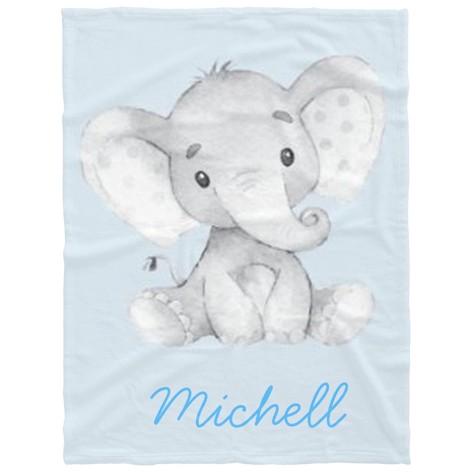 Personalized Baby Blankets for Boys with Name - Grey Elephant Custom Baby Blankets for Newborn Boys, Baby Shower Gifts, 30x40 Inch - Perfect for Nursery, Christening & First Birthday Presents