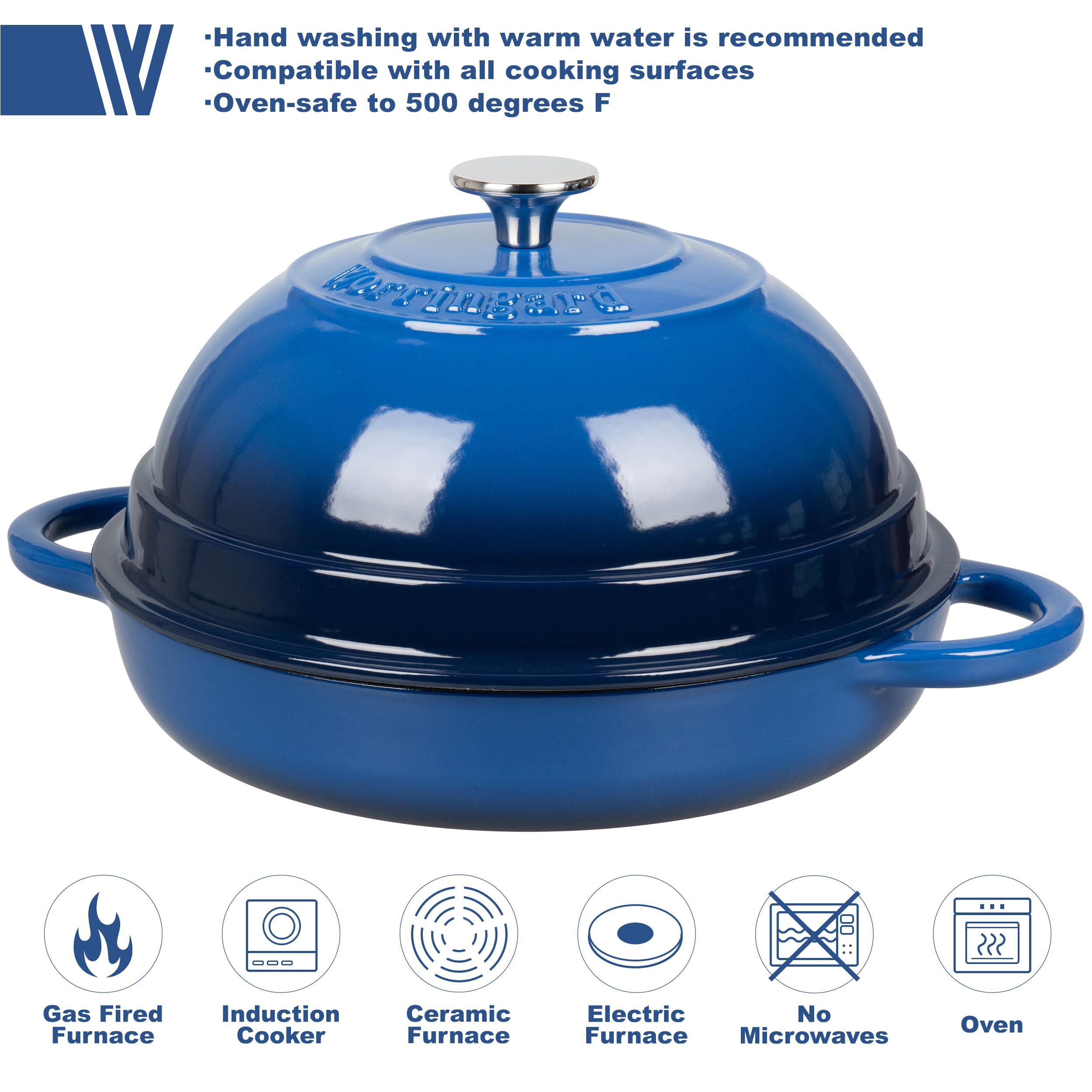 **6 Quart Enameled Cast Iron Dutch Oven with Lid – Perfect for Bread Baking, Soups, Stews & Camping – Durable & Oven-Safe – Blue**
