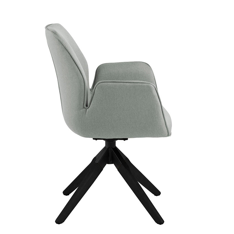 Arden Swivel Dining Chair - Grey & Black Upholstered Modern Kitchen Counter Stool for Home, Bar, Restaurant & Office Use