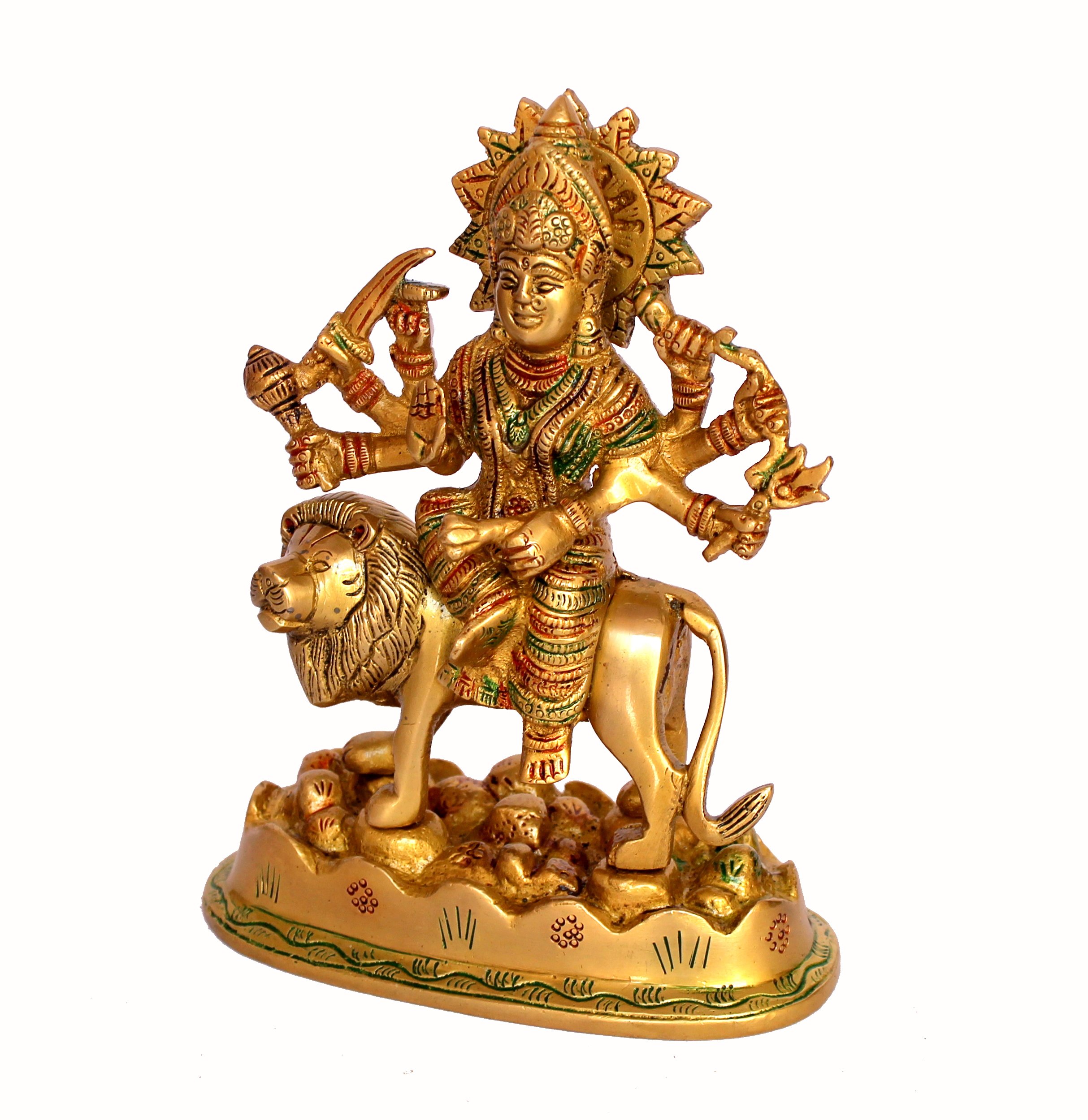 eSplanade Brass Maa Durga Statue - 6.5 Inch Hindu Goddess Idol for Home Mandir Pooja & Spiritual Decor - Perfect for Diwali, Navratri & Daily Worship
