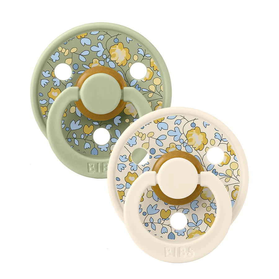 BIBS x Liberty London Round Pacifiers Twin Pack - Soft & Safe Baby Soothers for Daytime & Nighttime Comfort