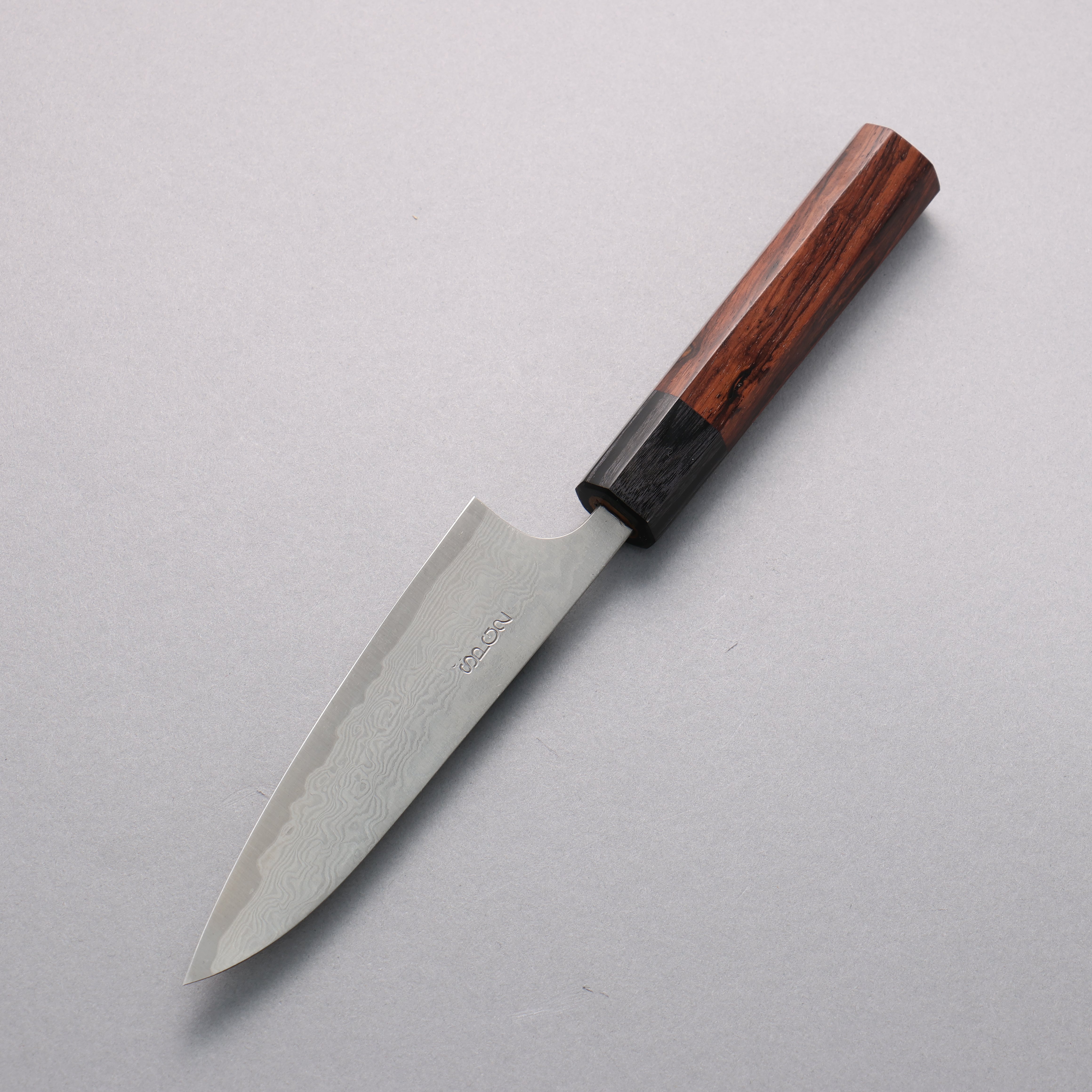 Premium Nao Yamamoto SG2 Damascus 120mm Petty Knife - Japanese Rosewood Handle with Black Pakka Wood Ferrule - Perfect for Slicing, Peeling & Precision Kitchen Tasks