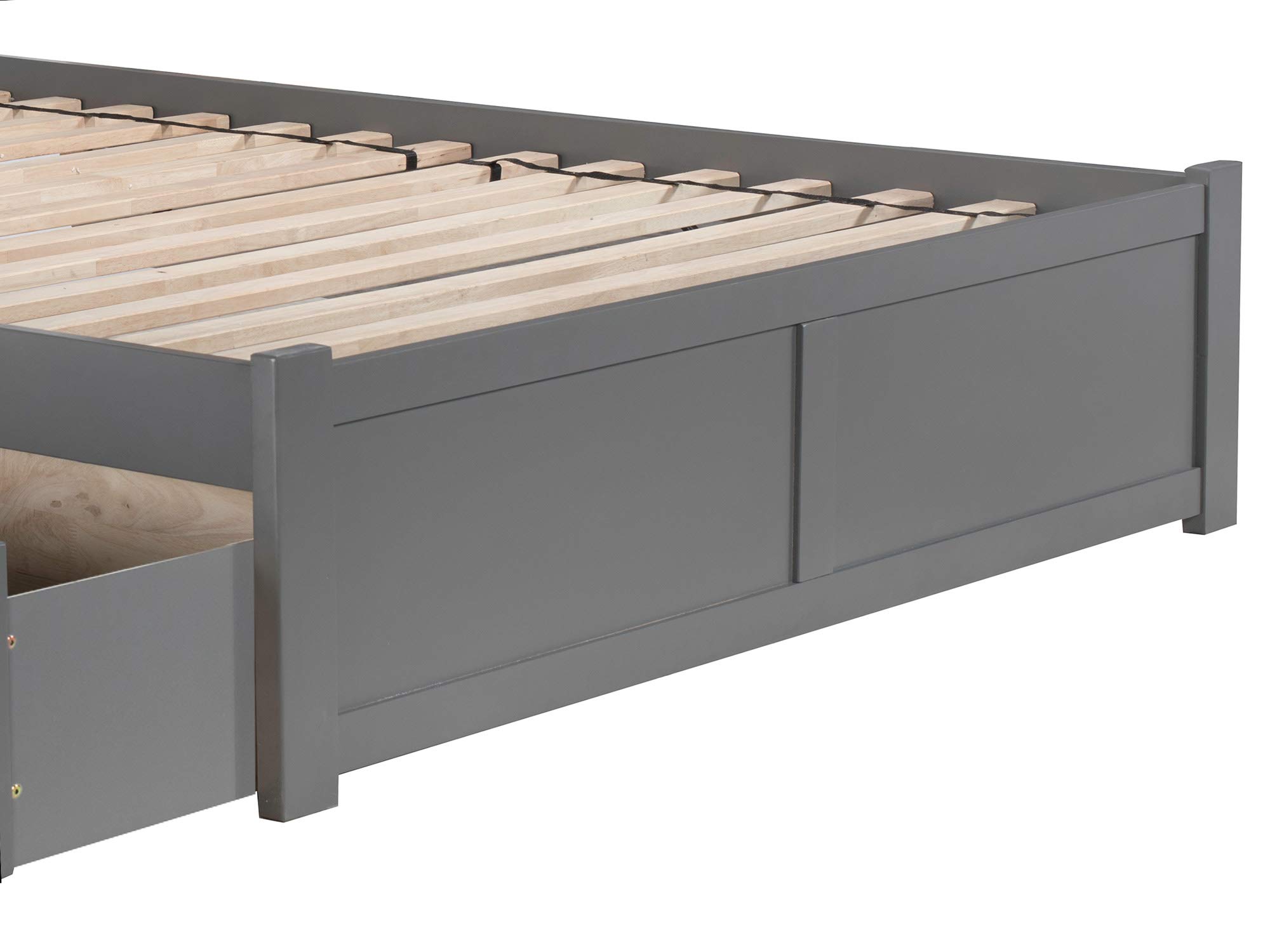 AFI Madison King Platform Bed with USB Charger - Modern Grey Wooden Bed Frame for Master Bedroom, Guest Room & Small Spaces
