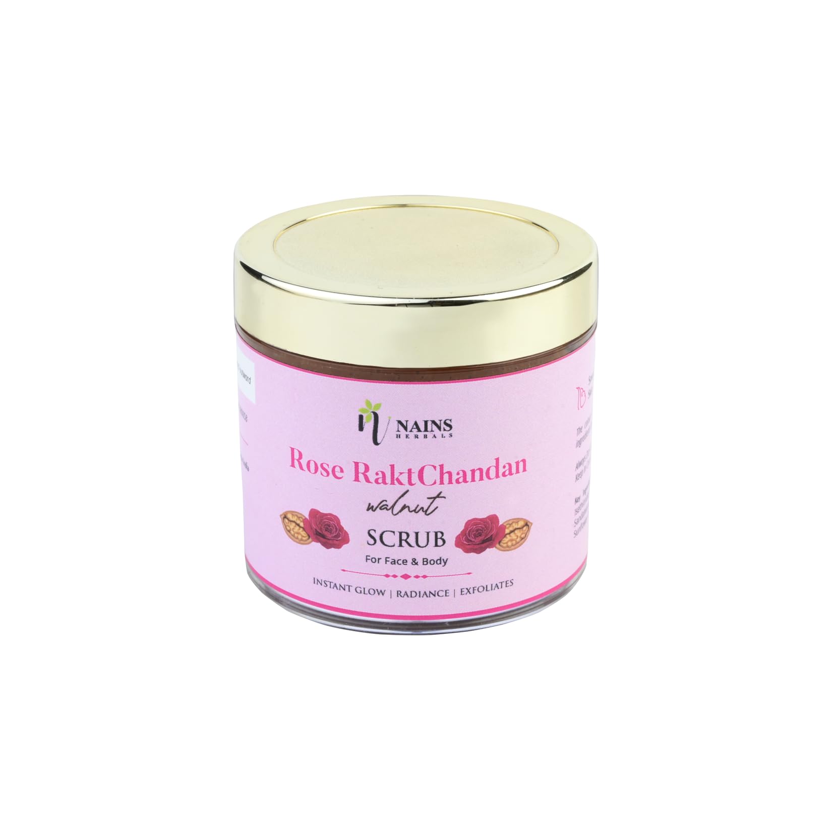 Nains Herbals Rose Walnut Face Scrub with Olive Oil & Shea Butter - Exfoliating Dead Skin, Blackhead Remover, Brightening & Tan Removal for Even Skin Tone | Hydrating & Nourishing Formula for Dry & Sensitive Skin | 100g | Perfect for Daily Skincare Routine & Spa Day at Home