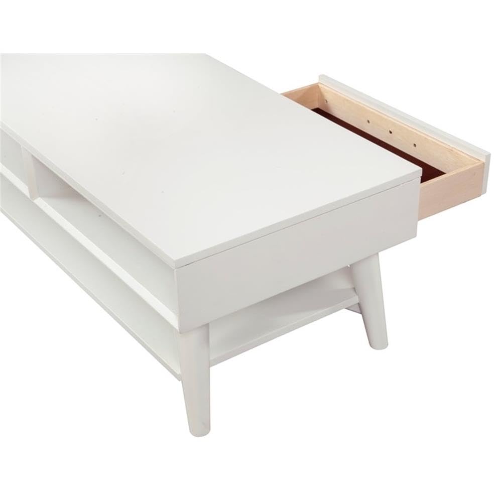 Alpine Flynn White Coffee Table - Modern Living Room Furniture for Small Spaces, Home Decor, and Apartment Essentials