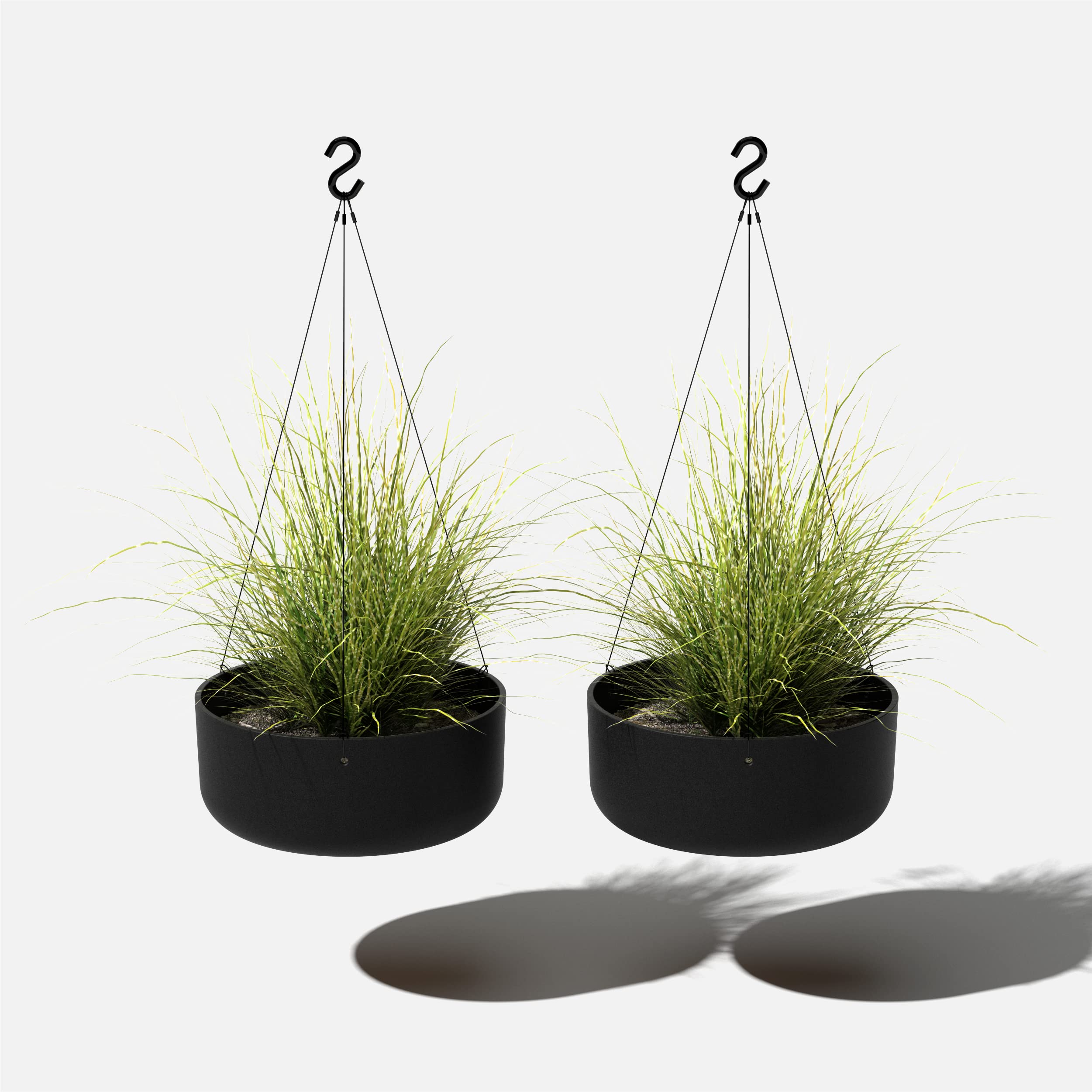 Veradek Mason Series Hanging Kona Bowl Planter - Modern Round Plastic & Concrete Outdoor Planter with Hanging Hook for Flowers, Succulents, Small Plants - Perfect for Balcony, Patio, Garden Decor and Vertical Gardening