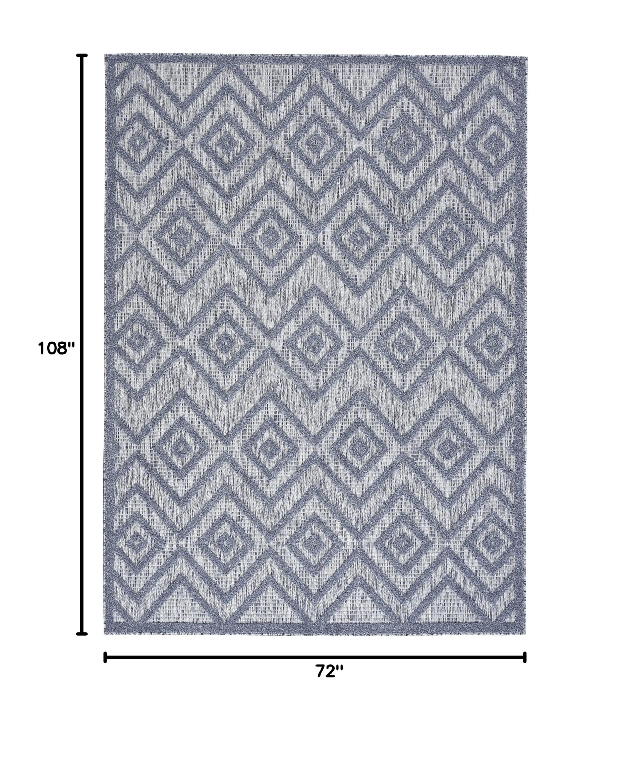 Nourison 6' x 9' Denim Blue Indoor Outdoor Area Rug - Easy Clean, Non-Shedding, Stain Resistant for High Traffic Areas | Perfect for Living Room, Bedroom, Dining Room, Deck, Backyard & Patio Decor