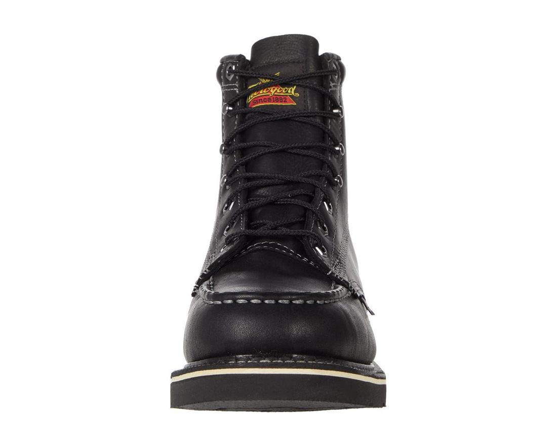 Midnight Series 6 Moc Toe Boots for Men - Black Leather Work Boots with Slip-Resistant Sole | Perfect for Construction, Hiking & Outdoor Activities