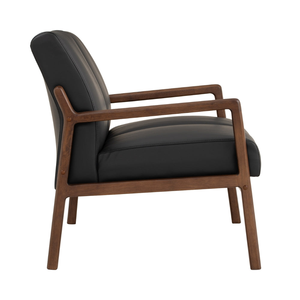 Premium 2-Seater Lounge Chair - Modern Black & Walnut Wood Accent - Perfect for Living Room, Patio, or Office Relaxation
