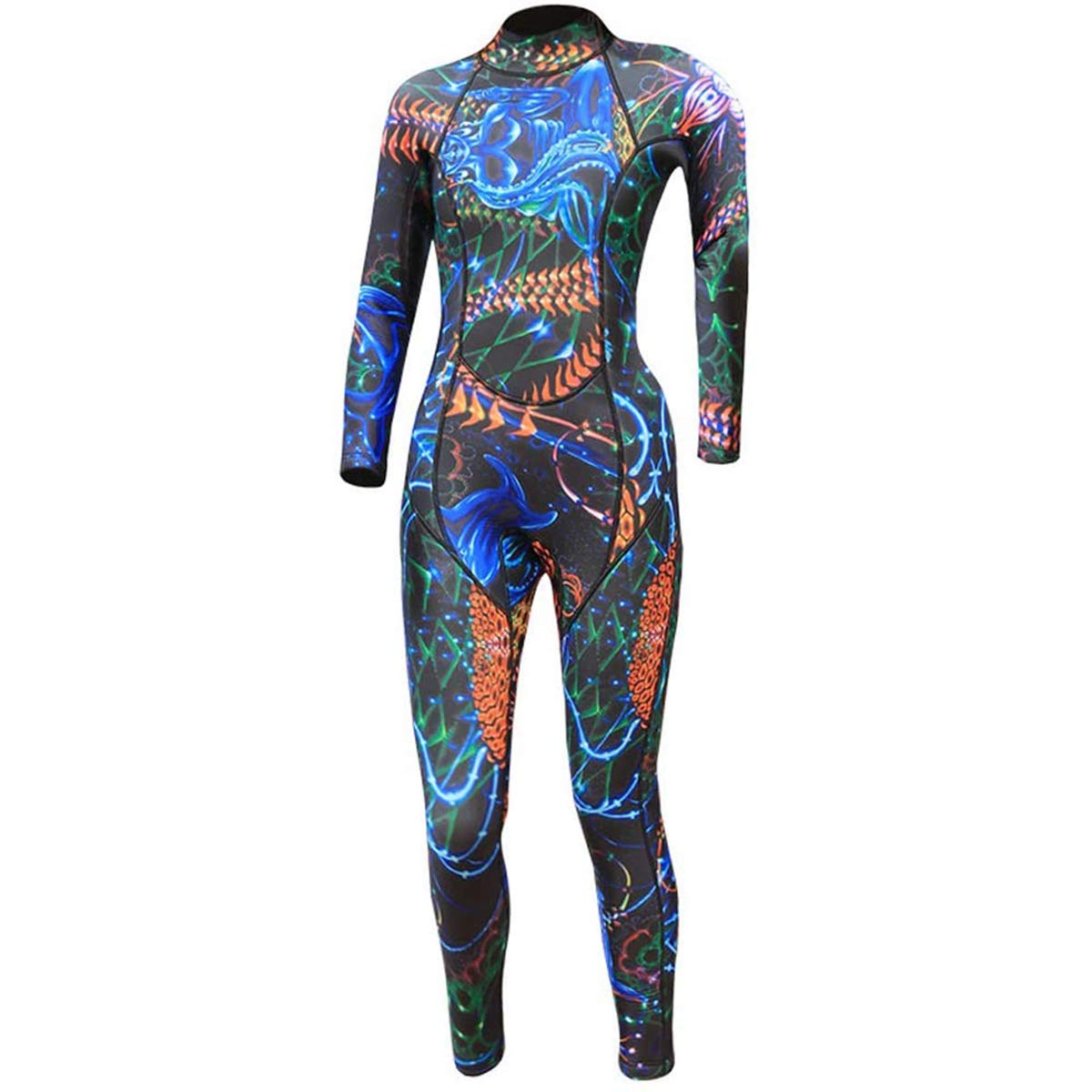 Women's Full Body Wetsuit 3mm Neoprene - Long Sleeve One Piece Zipper Surfing Suit for Diving, Snorkeling & Swimming | Professional Thermal Protection | Perfect for Surfing, Scuba Diving & Water Sports (Black)