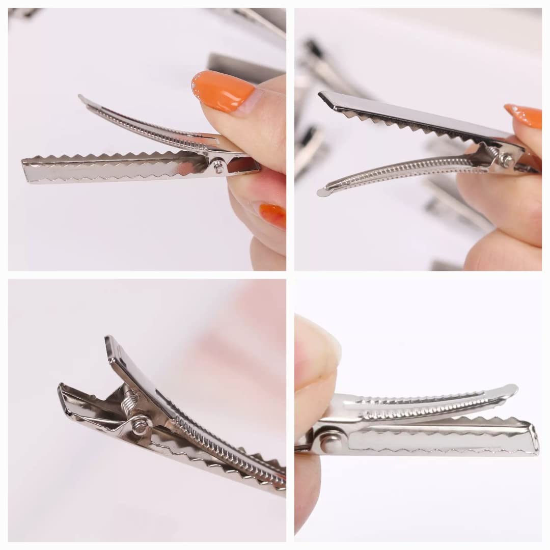 RAWAT® 100pcs Silver Metal Hair Clips - 5.5cm Alligator Hair Pins for DIY Hair Accessories, Styling & Braiding - Perfect for Salons, Weddings & Everyday Use (100-Piece Set)