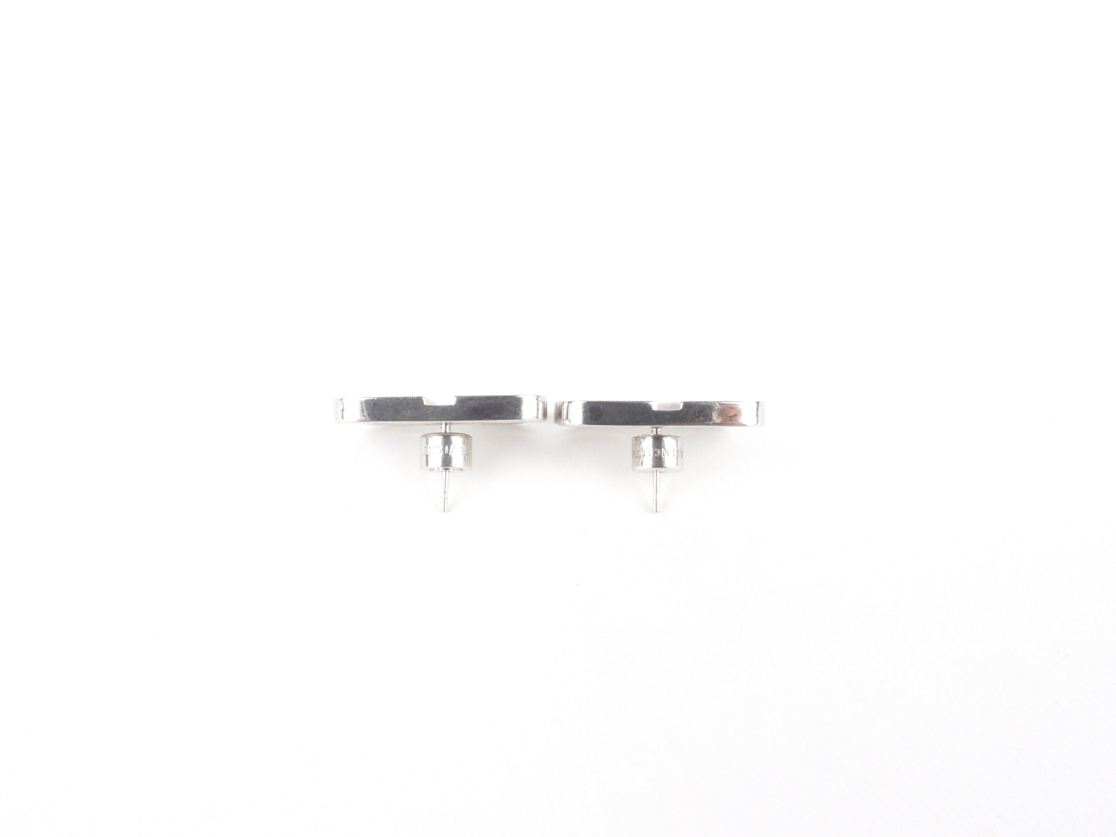 Balenciaga Silver Crystal Embellished Monogram Logo Stud Earrings for Women - Luxury Fashion Jewelry for Parties, Weddings & Special Occasions
