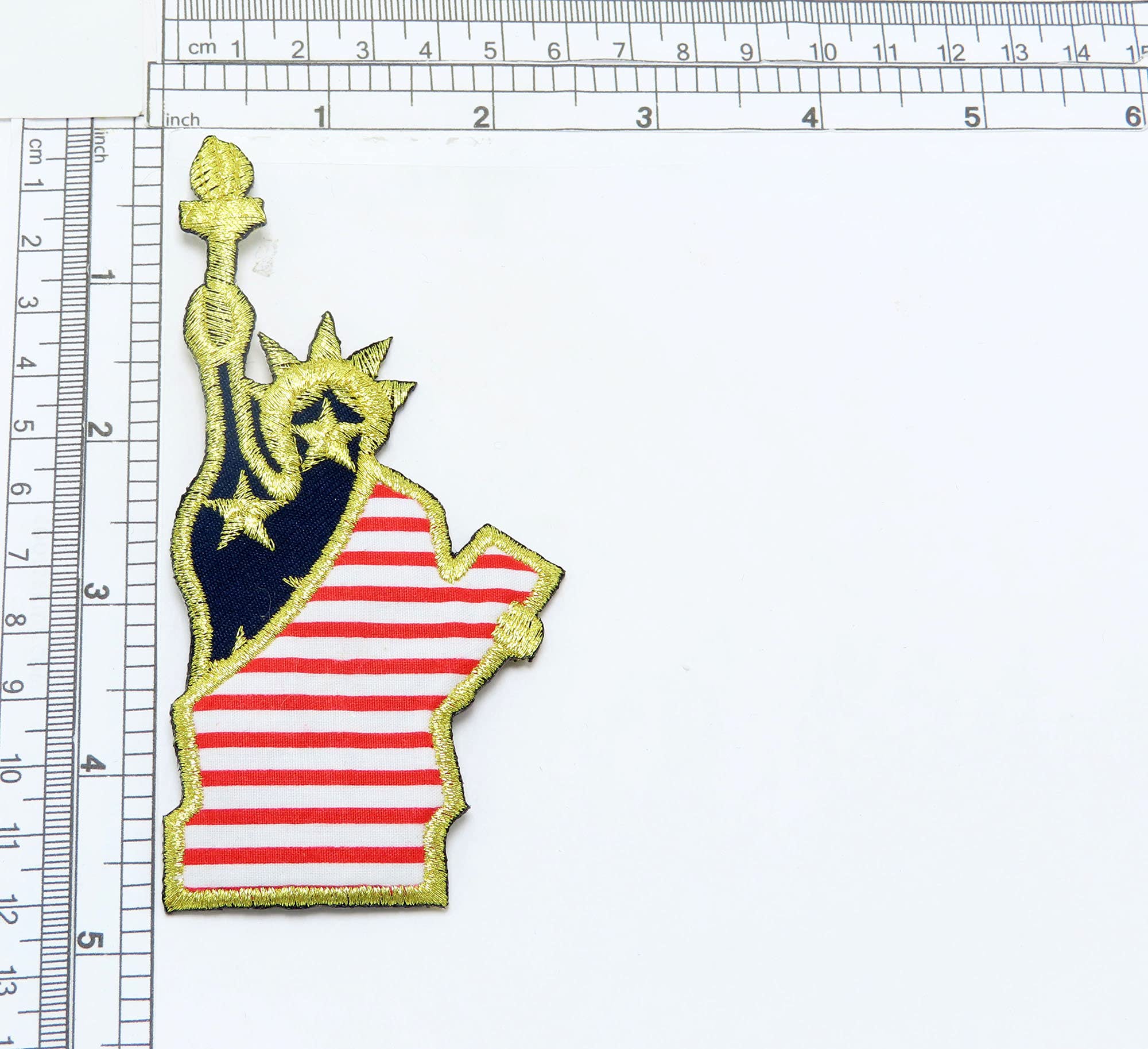 Patriotic Statue of Liberty Embroidered Iron On Patch for Jackets, Hats & Bags - DIY Sewing Applique for Clothing Repair & Customization