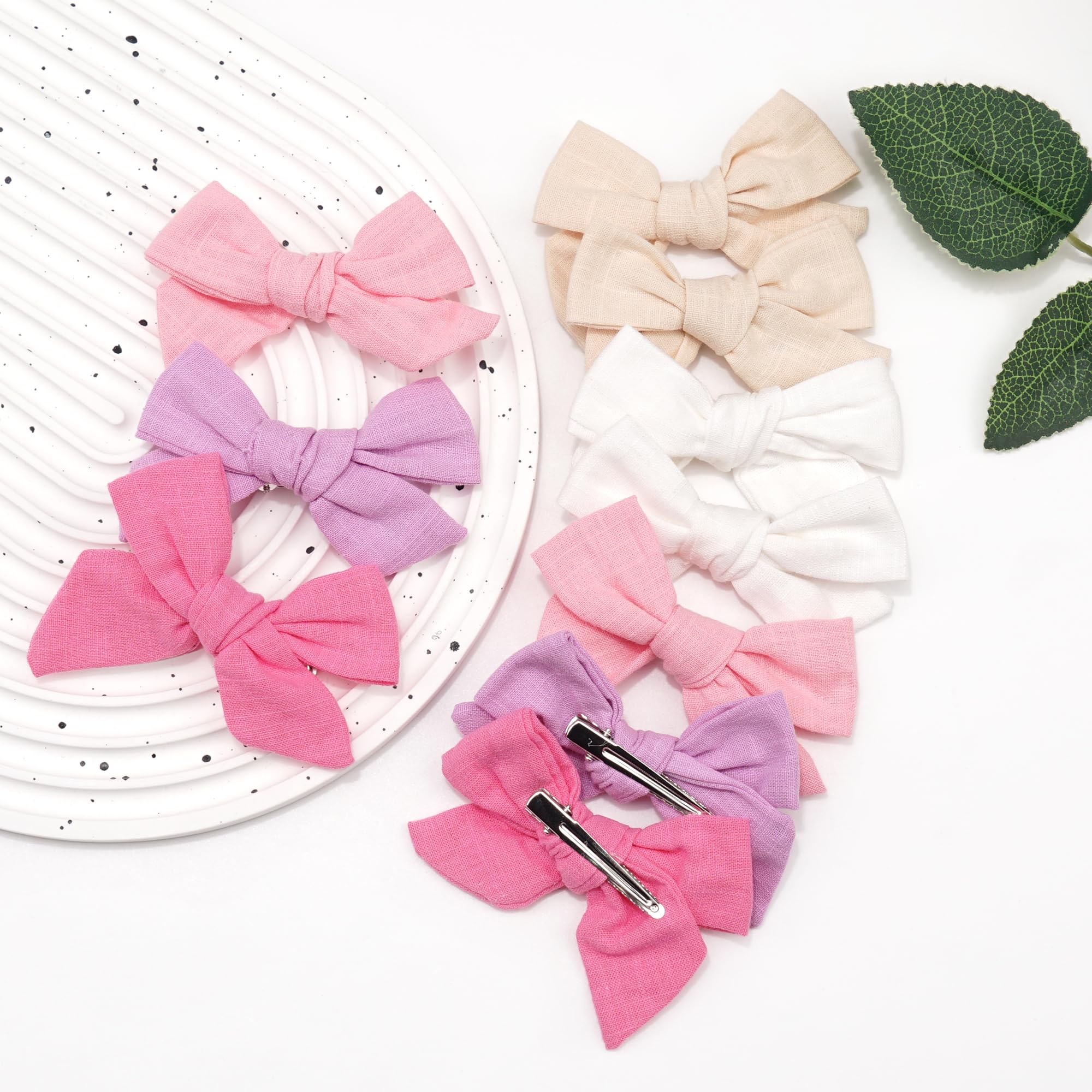 20Pcs Linen Hair Bows with Alligator Clips for Girls - CÉLLOT Baby Toddler Kids Teen Hair Accessories (Pink) | Perfect for School, Parties, Holidays & Everyday Wear