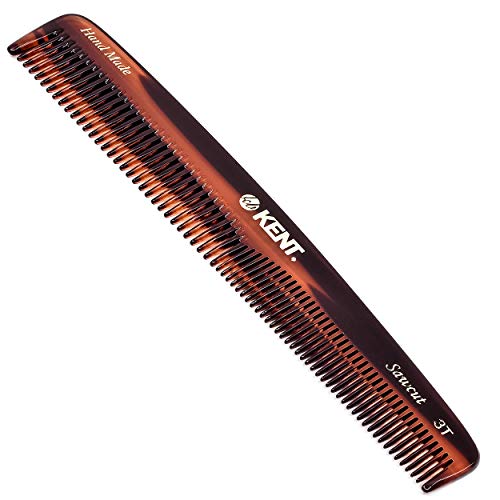 Kent 3T 6.5 Inch Double Tooth Hair Styling Comb - Fine & Wide Teeth for Men, Women & Kids - Professional Grooming Comb for Hair, Beard & Mustache - Made in England - Perfect for Salon, Travel & Home Hair Care
