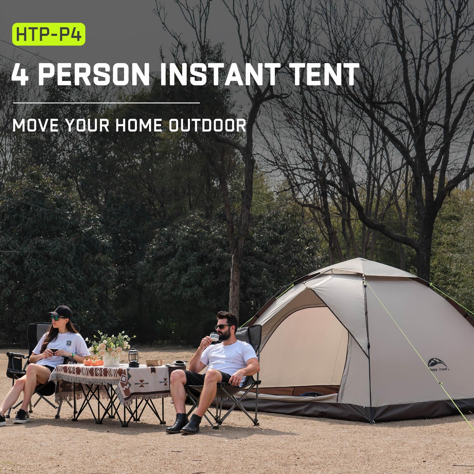 1/2/3/4 Person Instant Pop Up Camping Tent - Waterproof, Windproof & Easy Setup Dome Tent for Family Outdoor Adventures | Perfect for Camping, Hiking, Backpacking & Beach Trips